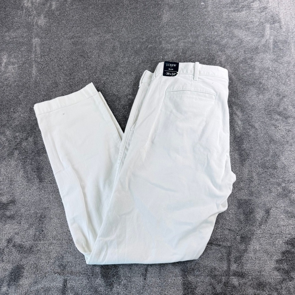 J.Crew Flex Slim Chino Pants Mens 38x32 White Stretch Cotton NEW